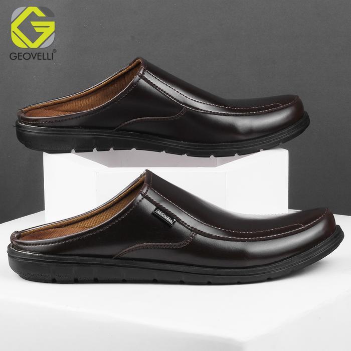 Gvl Geovelli G-1950 Sandal Bustong Pria Sepatu Sendal Slop Cowok Sepatu Tutong Sepatu Formal Coklat