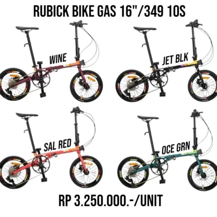 Sepeda Lipat / Folding Bike 16 Rubick Gas Bukan Troy Fnhon Gust - Jetblack
