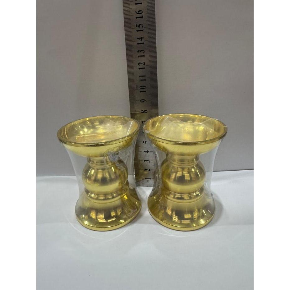 tatakan lilin - tempat lilin kuningan tinggi 8cm diameter 6cm
