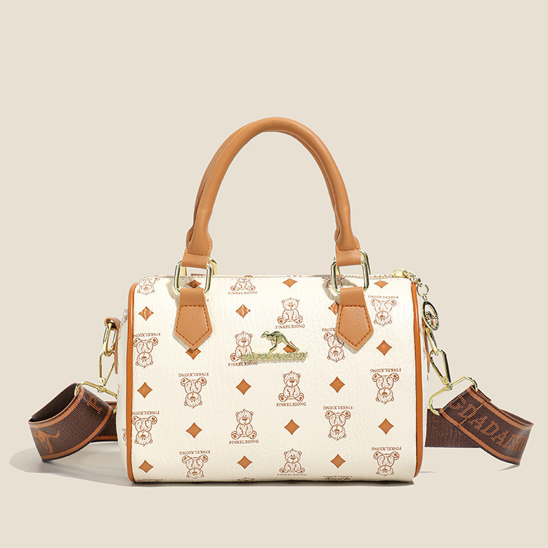 High Quality Boston Bags Ladies Retro Print Handbags Fashionable Shoulder Pillow Bags Soft PU