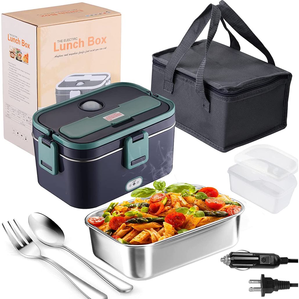 Electric Lunch Box Food Heater 60W 1,8L, Food Warmer Lunch Box for Car Truck Home, 304 Stainless Ste
