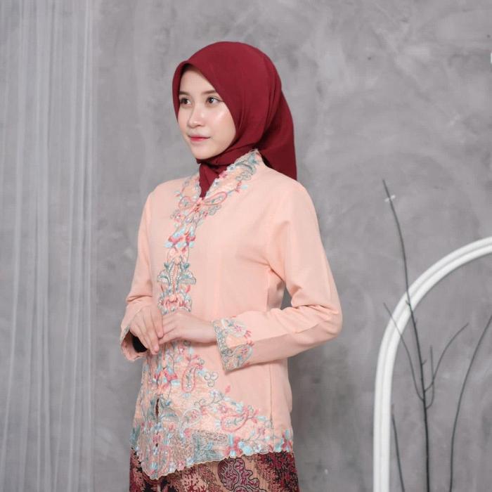 Kebaya Encim Bordir Modern Putih Bordir Warna Lengan Panjang Wisuda Kondangan Kantor Modern Pesta