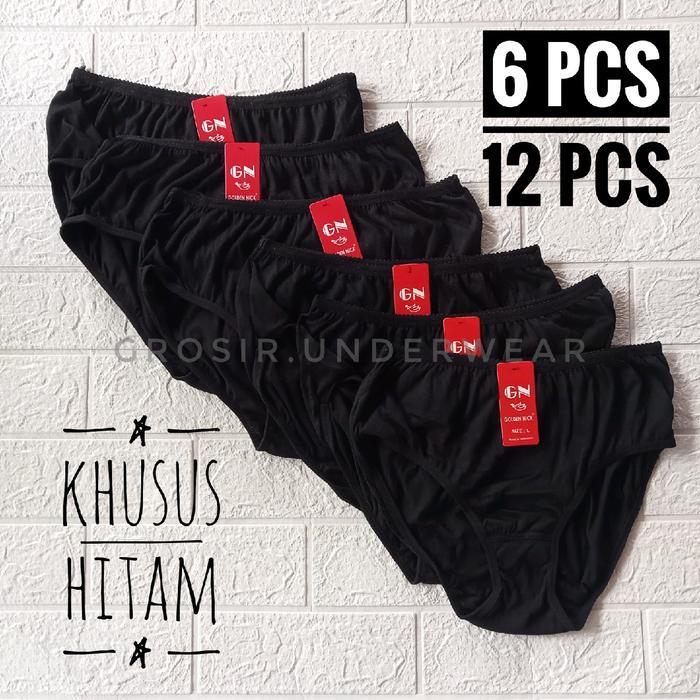 Spesial Warna Hitam 6 dan 12 Pcs Celana Dalam Golden Nick Hitam Polos