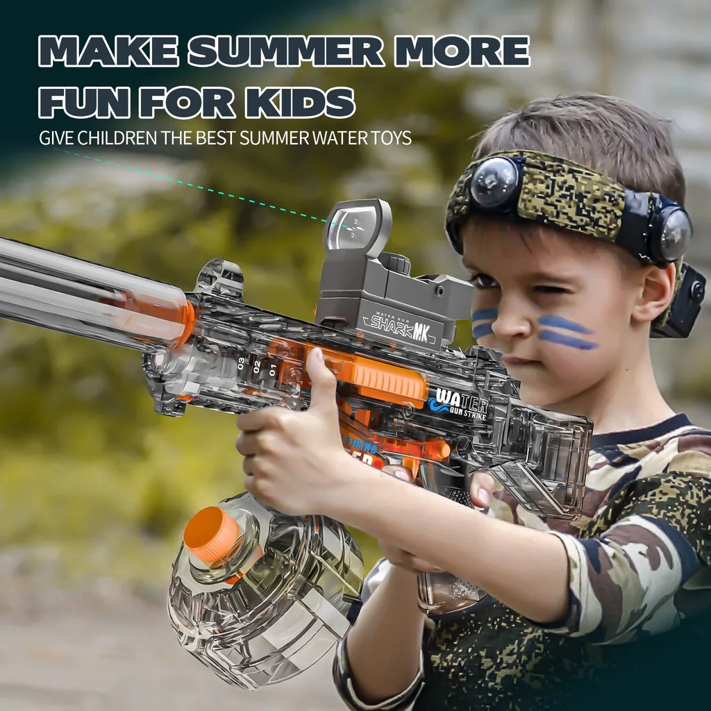 Electric Water Gun Ump45 High Pressure Powerful Water Squirt Gun with Fire Cap Outdoor Toys for Kids