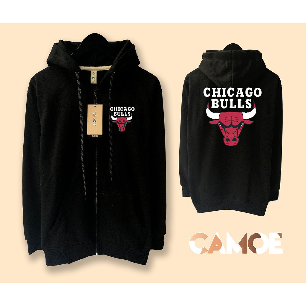 Jaket Hoodie Zipper Chicago Bulls logo