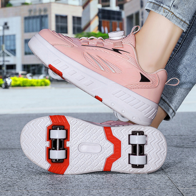Deformation Roller Skates Shoes Double Row 4-Wheel Skates Roller Shoes with Wheels Dual-Purpose