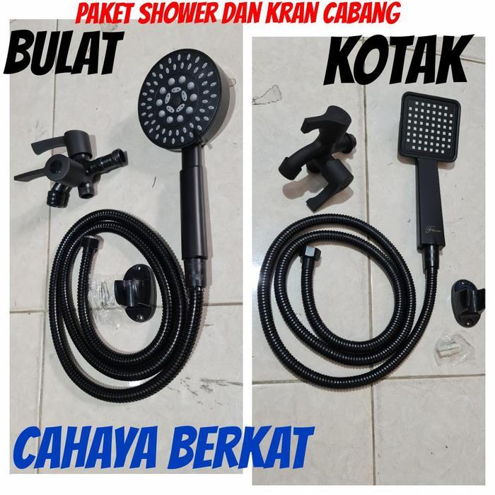 Toto - Paket Shower Mandi Black Hitam + Kran Cabang Black