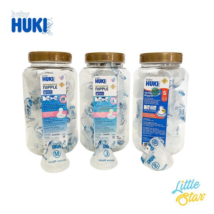 Huki Baby Nipple Dot Gepeng Silicone Karet Orthodontic Toples Paket isi 18 Bayi