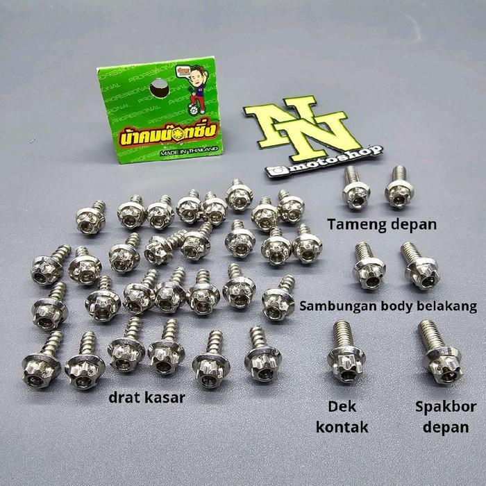 Set Baut Body Mio Sporty Smile Probolt Stainless Thailand Redy Stok