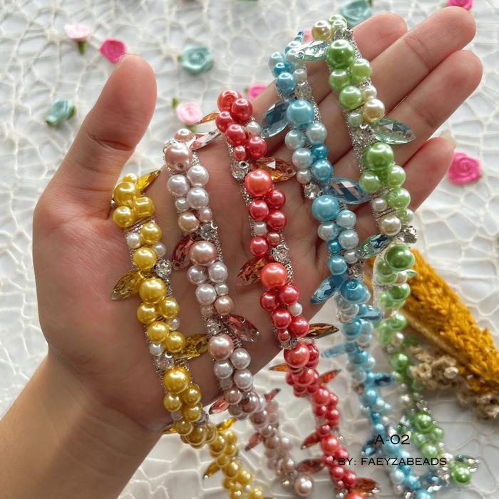 Payet Rangkai Mutiara Jahit A02 / Payet Leher / Payet Pinggang / Payet Dada / Payet Mutiara Bisa