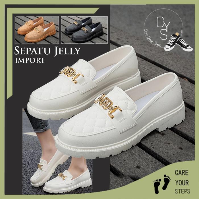 PVN Project Sandal Jelly Loafers Wanita Kekinian Sendal Formal Cewek Fashion Korea Import PVC