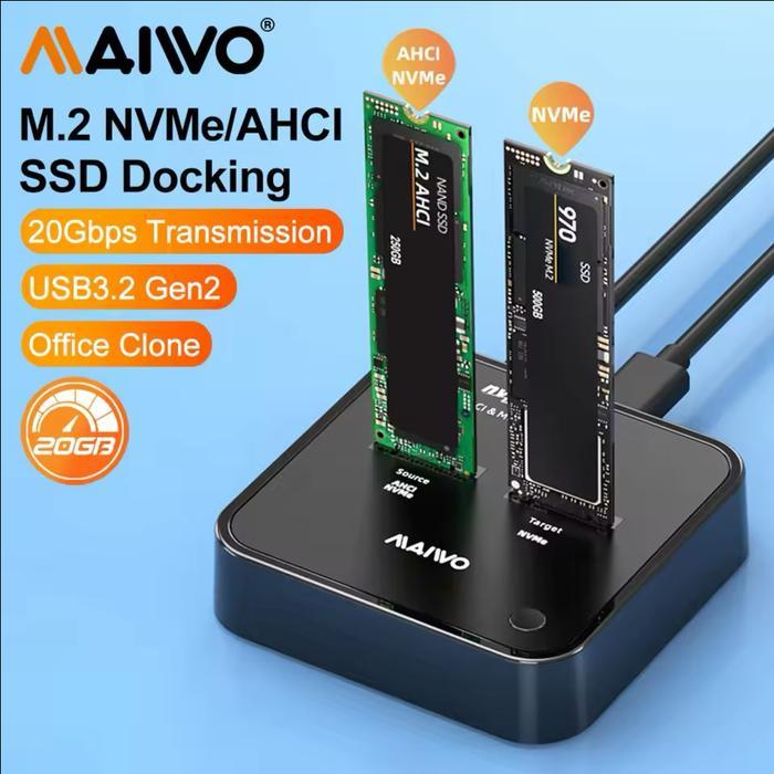 MAIWO NVMe AHCI M.2 SSD Duplicator USB3.2 Type C 20Gbps Clone Docking Station - K3016P2