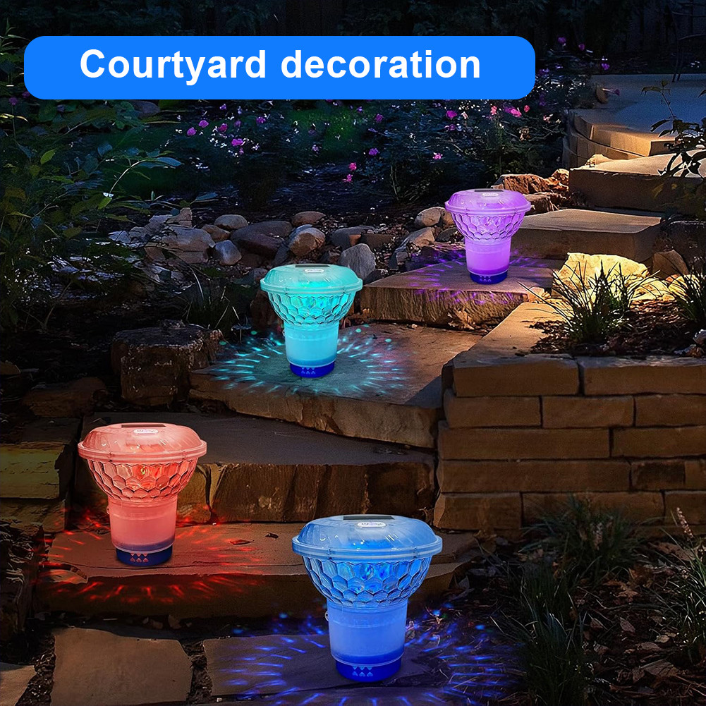 Solar Pool Chlorine Floater with Colorful Lights Floating Pool Chlorine Dispenser Chlorine Tablet