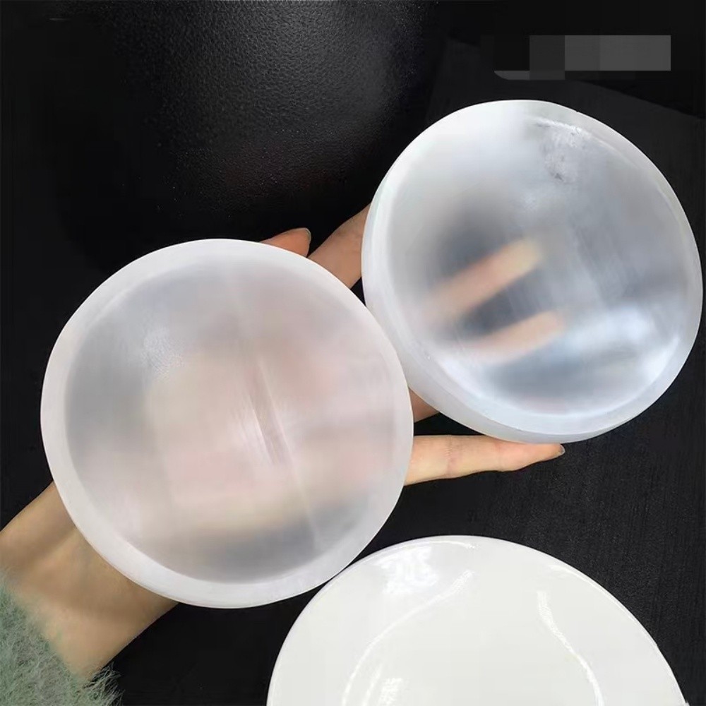 Natural Selenite Bowl, White Quartz Crystal Gypsum Bowl, Mineral, Reiki, Healing, Degaussing