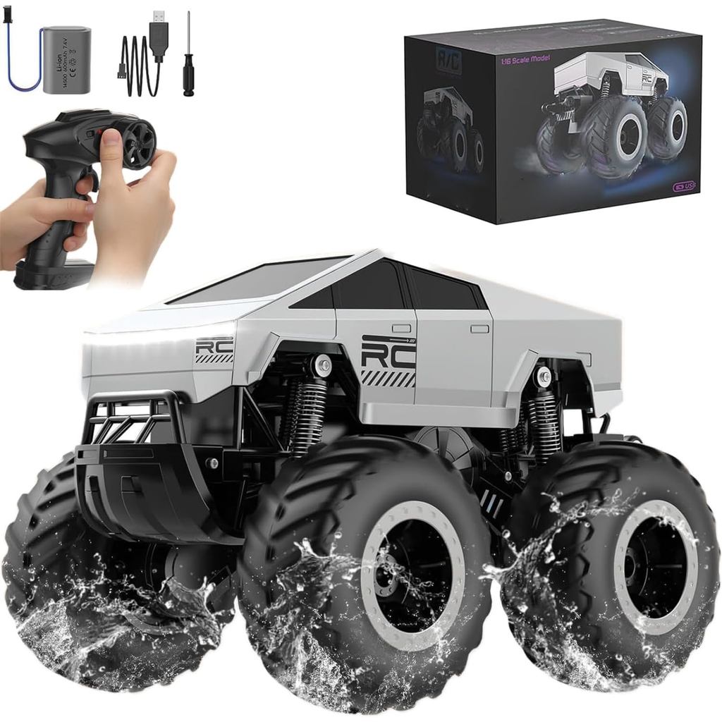 Remote Control Car Off-Road Pick-up Truck, 4WD Amphibious RC Trucks Toy RC Cars for All Terrain,