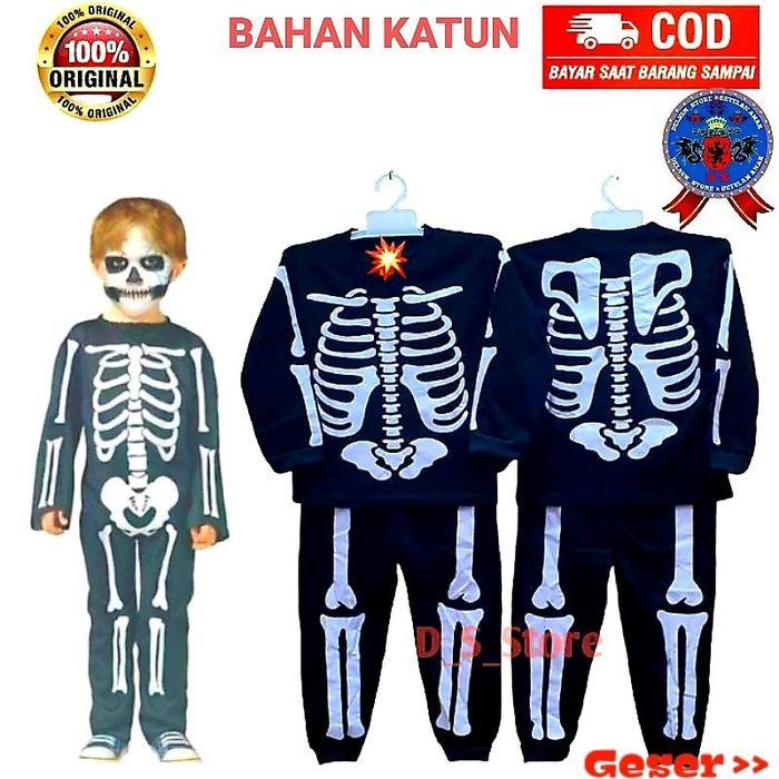 Kostum Baju Anak Halloween Tengkorak Untuk Anak 2-10 Tahun Bisa Cod #Gratisongkir
