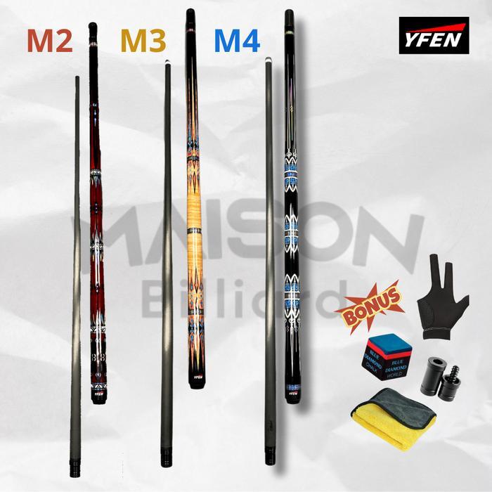 DISKON YFEN Stick Billiard YFEN M2 M3 M4 Carbon Shaft Cue Billiard Low Deflection Exclusive Butt