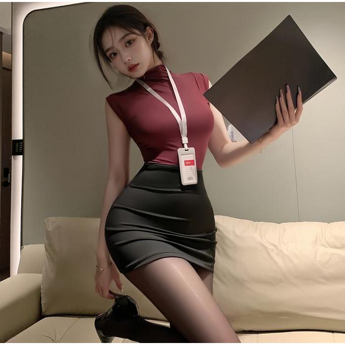Sexy Lingerie Seragam Sekretaris Seksi Piyama Seksi Rok Ketat Sekretaris Kostum Role-play Set