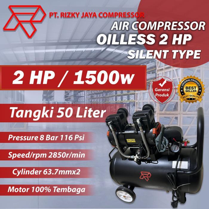 Kompresor Angin Oilless 2 HP 50 Liter kompresor Angin Silent 2hp - 2 hp 50L