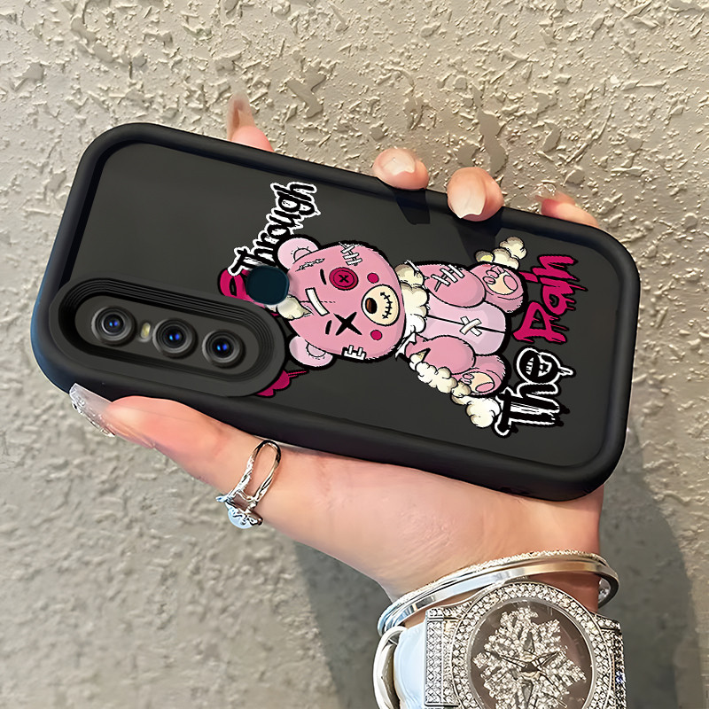 Casing Hp VIVO V15 Case Casing beruang rusak dan kelinci Pola kasus ponsel tangga sederhana HP Kasin