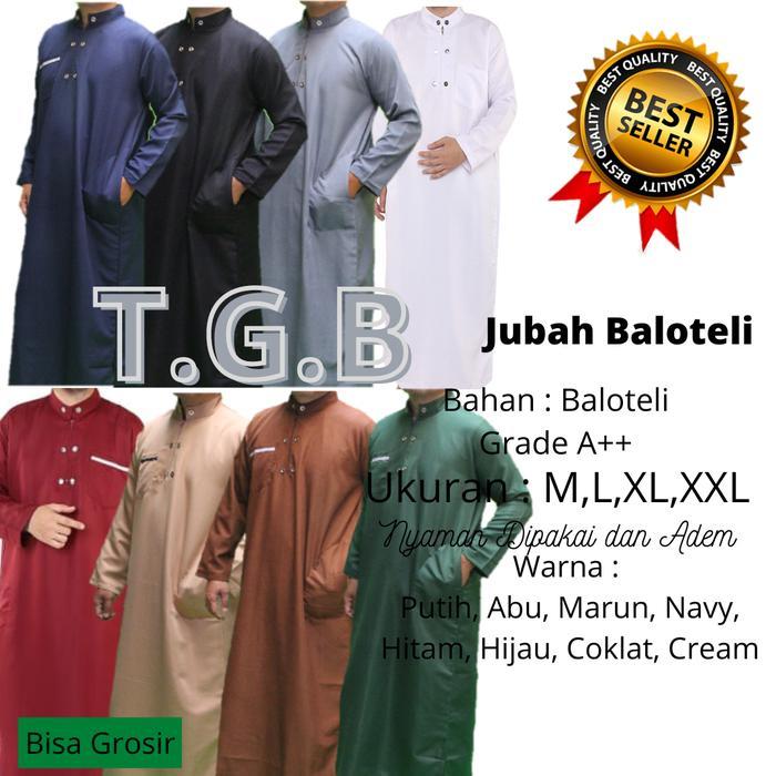 Toko Garment Bandung Jubah Gamis Pria Dewasa Bahan Adem Balloteli Grade A+ Model Resleting Kancing