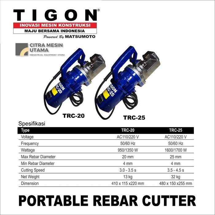 Mesin Pemotong Besi Tigon TRC-25 Portable Rebar Cutter