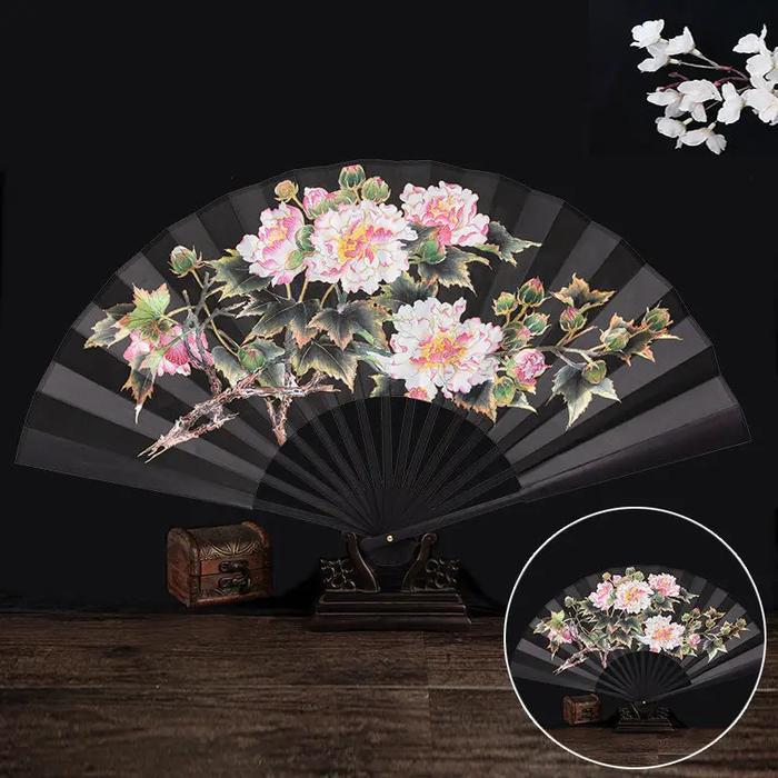 TERLARIS Kipas tangan lipat/kipas tangan manual/kipas tari/Kipas lipat sutra China kipas lipat gaya