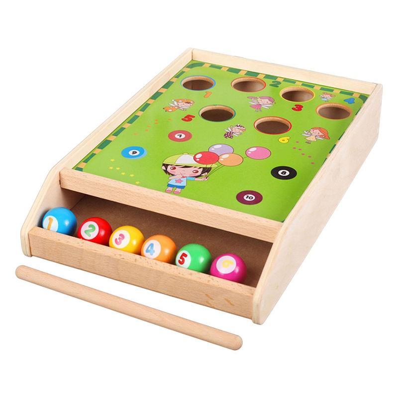 Set Biliar Bola Mini Permainan Papan Kayu Meja Biliar Mini dengan
