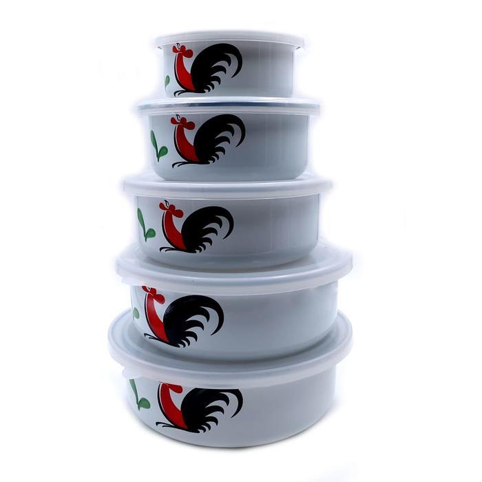 Kedaung 5 Mangkok Enamel Ayam Jago, Ki-B5 Mixing Bowl Set - Hne10798