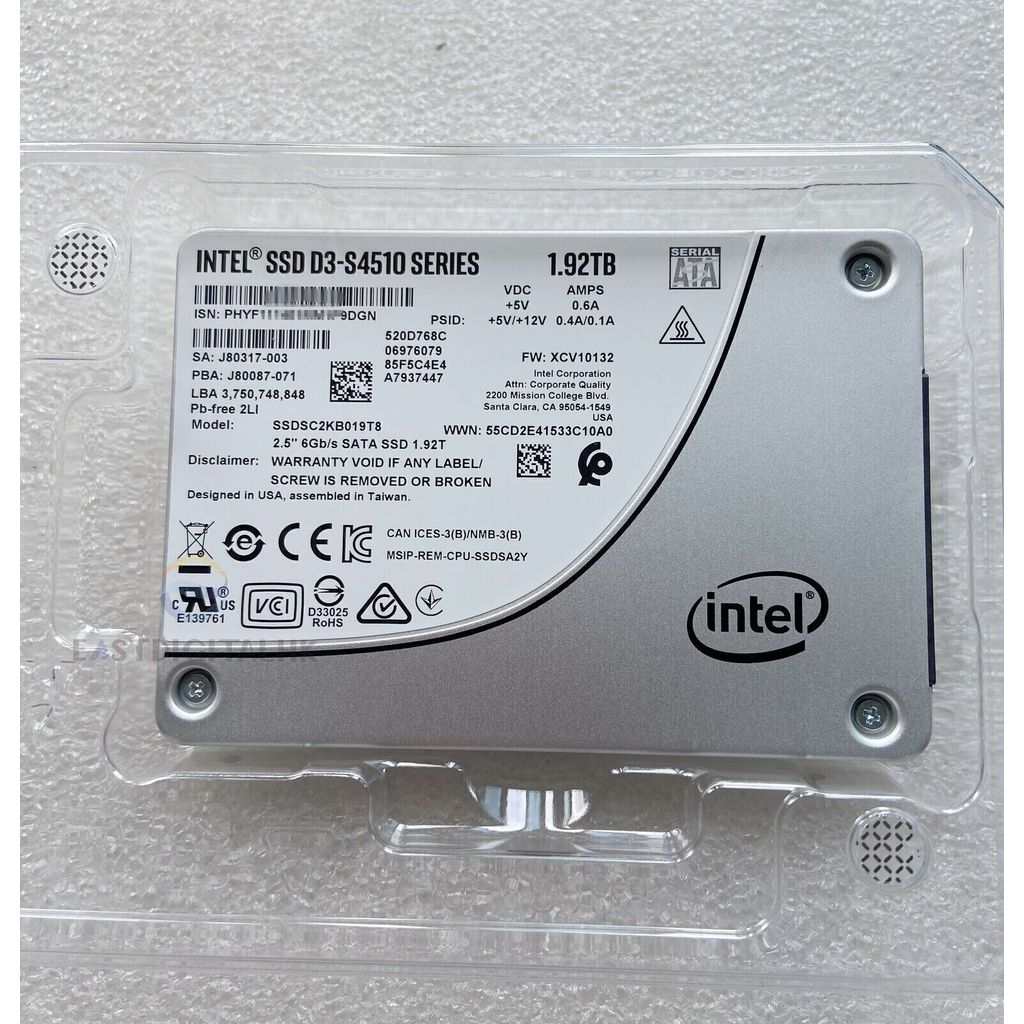 Intel 1.92TB S4510 SSD SATA 6Gb/s 2.5" Internal SSD SATA III SSDSC2KB019T801