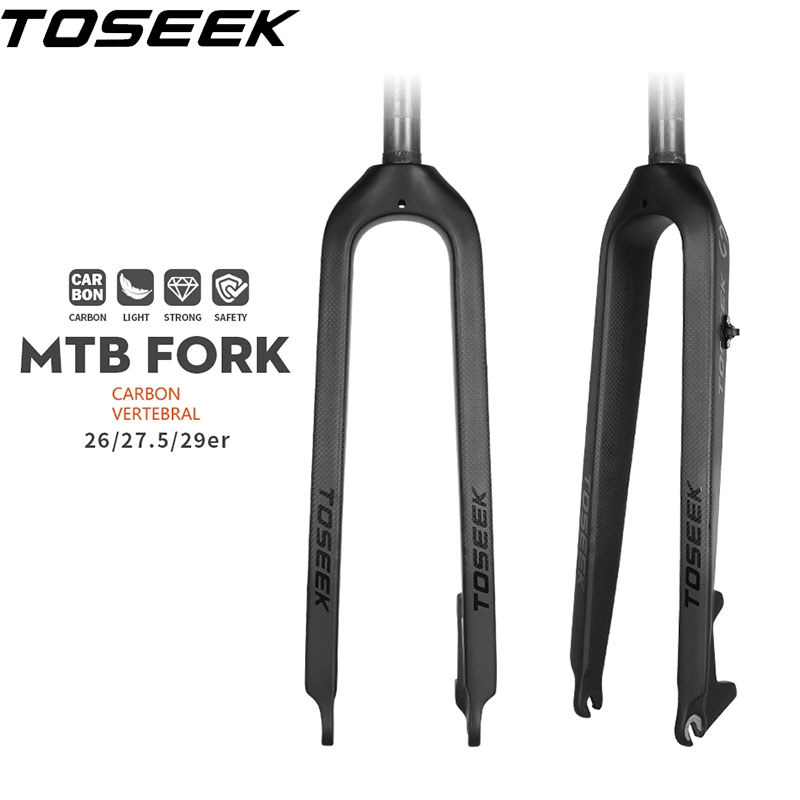 TOSEEK Carbon Fork 26 27.5 29 Straight Tube Mountain Bike Fork Full Carbon MTB Rigid Forks 9*100mm