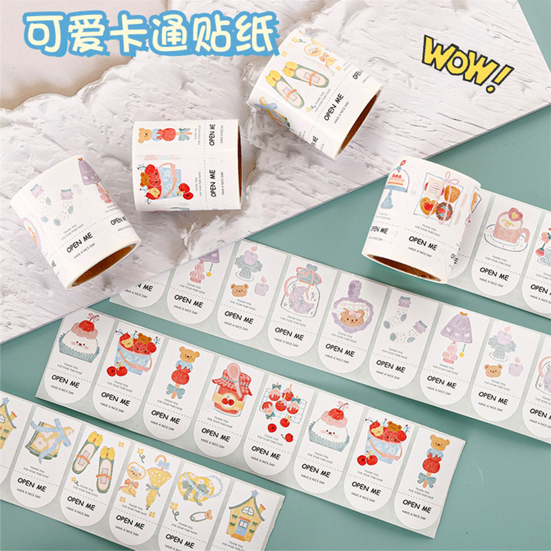 150 Pcs/Roll Kawaii Cartoon Bear Sticker Roll Student Scrapbooking Decor Supplies Seal Stickers