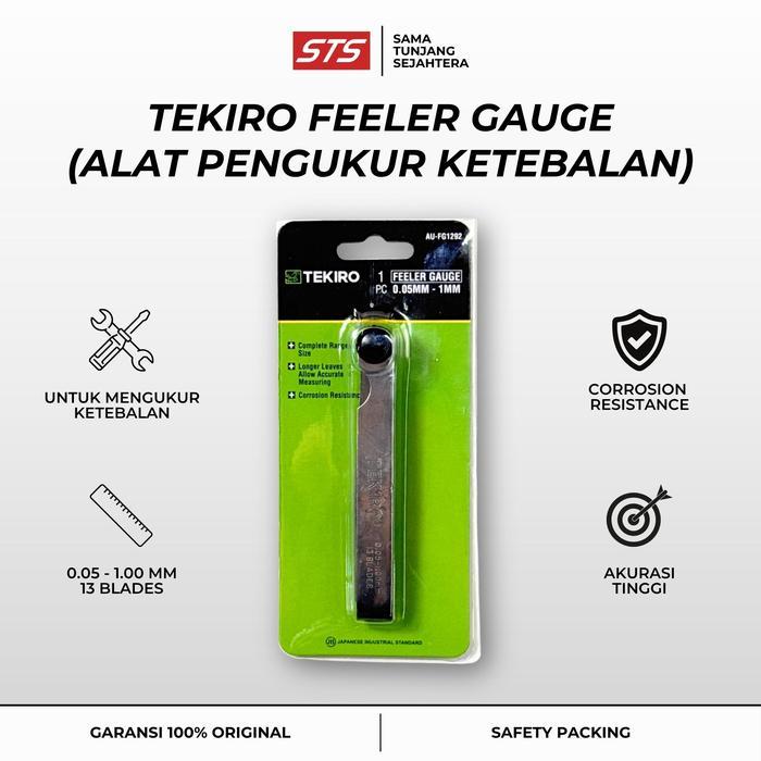 Tekiro Feeler Gauge 0.05 - 1.00 Mm - 4" X 13 Blades - Puller Gauge - Stelan Klep Motor Mobil - Alat