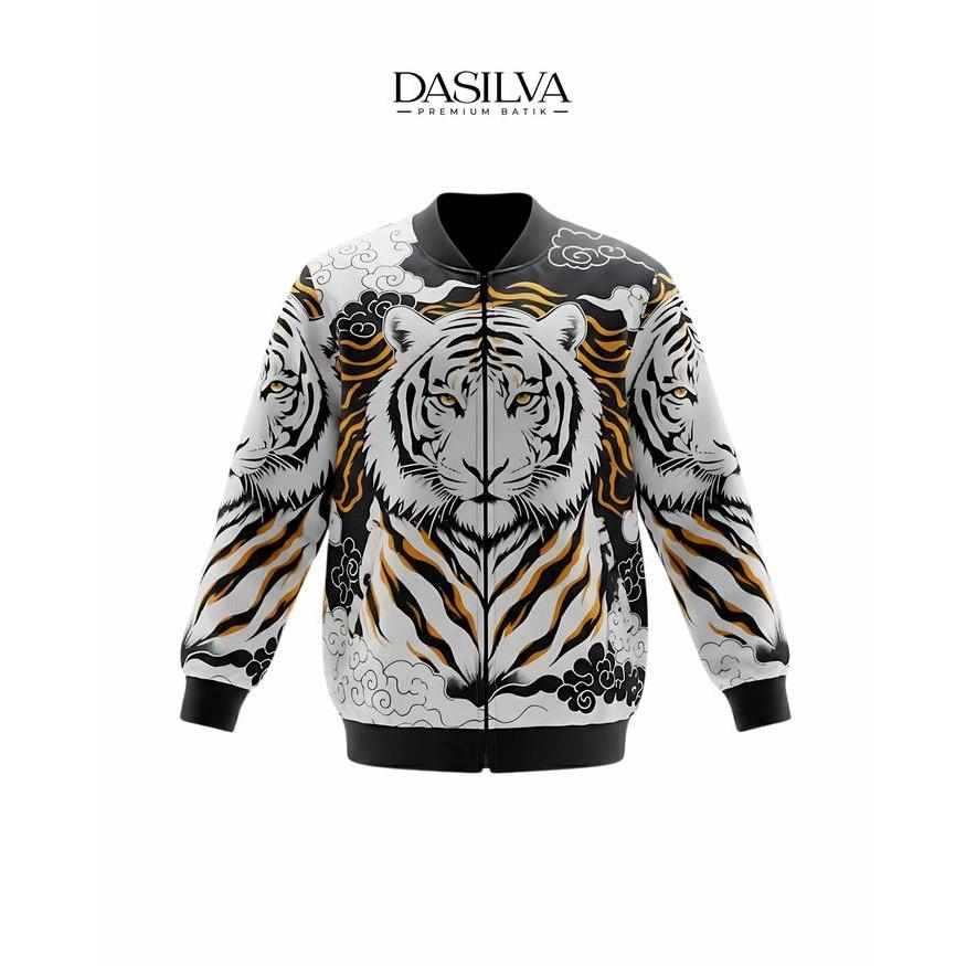 Jaket batik jaket bomber batik premium series macan putih
