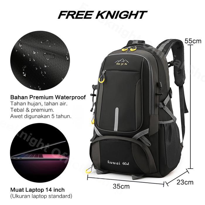 Eiger Summit Gear - Freeknight Tas Ransel Pria Kapasitas 60 Liter Anti Air Backpack Outdoor Pria Tas