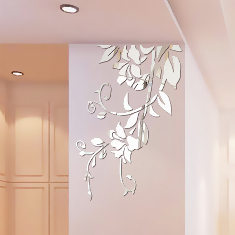 3D Diy Acrylic Mirror Stickers for Room Decoration Flower Wall Decals Sticker Living Room Bedroom Wa