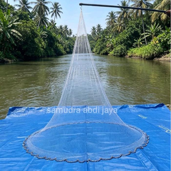 COD jala ikan, jala lempar, jala udang 2 meter bahan senar lubang jari kelingking pemberat timah