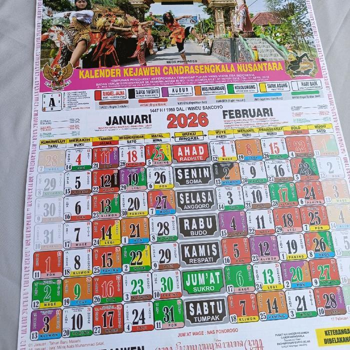 "New" Kalender 2026 : Kalender KEJAWEN CANDRASENGKALA NUSANTARA 2026 - Tanggalan Jawa Lengkap