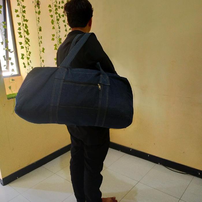 Tas Travel Jumbo Bahan Jeans // Tas Baju Jumbo // Tas Pakaian Ukuran Besar // Tas Baju Super Tebal