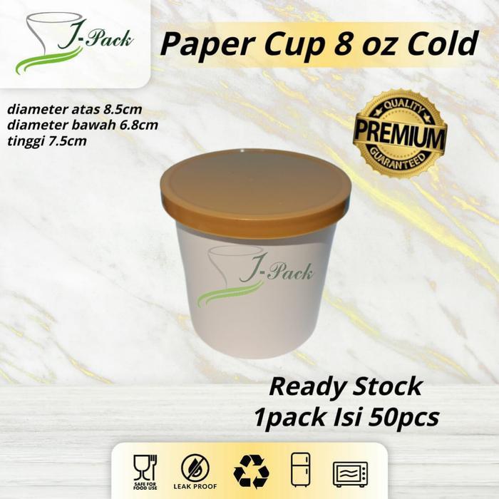 Paper Ice Cup 8Oz Cup Ice Cream -50Pcs #Gratisongkir