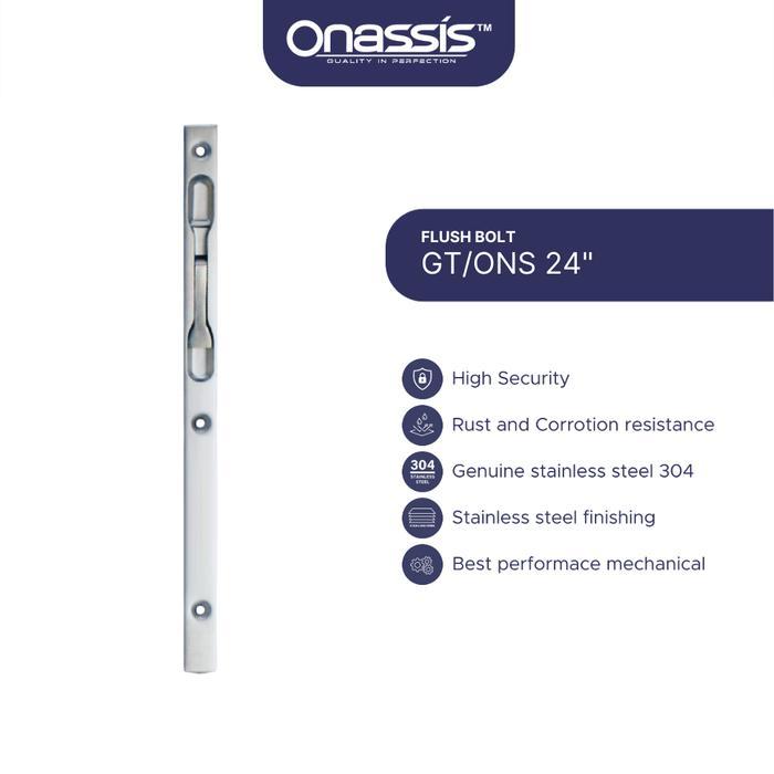 Onassis GRENDEL TANAM ONASSIS 24" Stainless Steel SUS 304 untuk Pintu Double High Security & Tahan