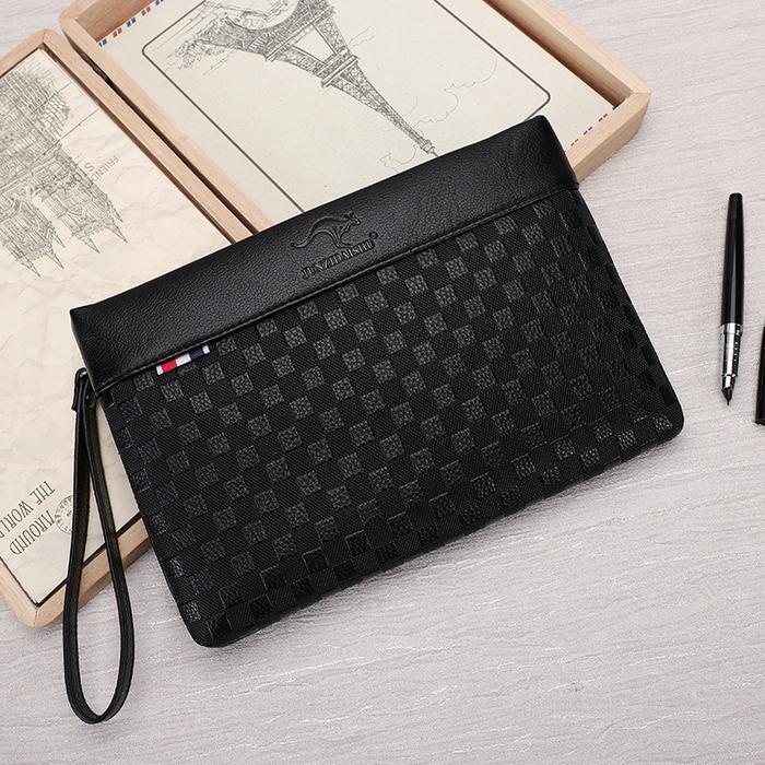 TERJAMIN Tas Tangan Clutch Pria Cowok Dompet Tangan Dompet Besar Tipis Serbaguna Import Bahan Kulit
