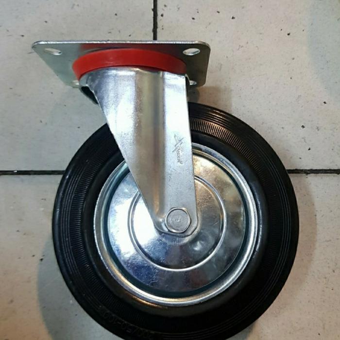 Roda Trolley Karet 8" Hidup Putar