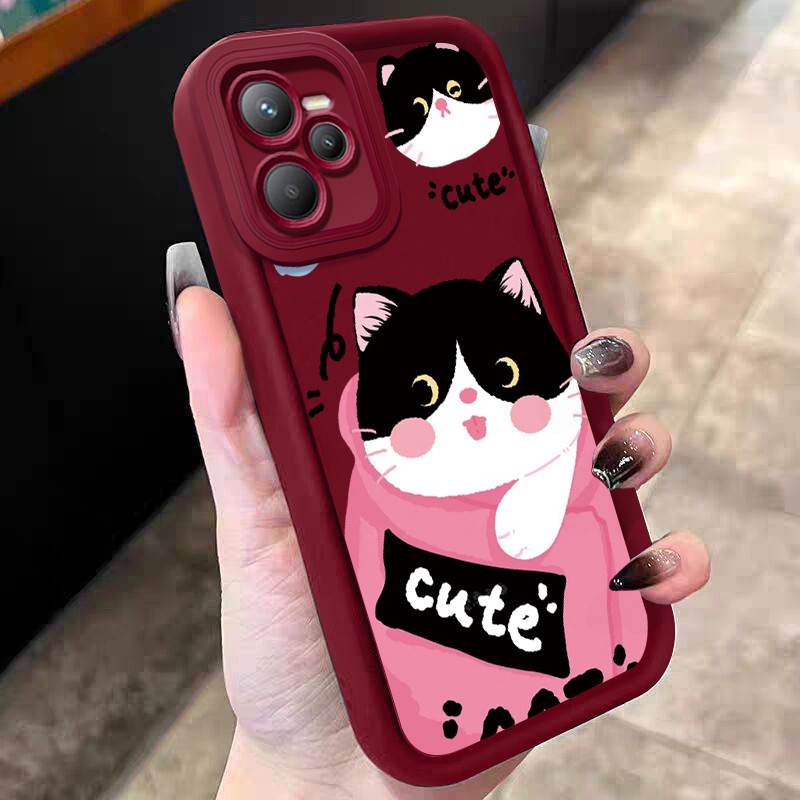 Casing Hp untuk Realme C35 C33 C31 Narzo 50A Prime Case Kucing sapi yang lucu Kasing silikon Cesing 