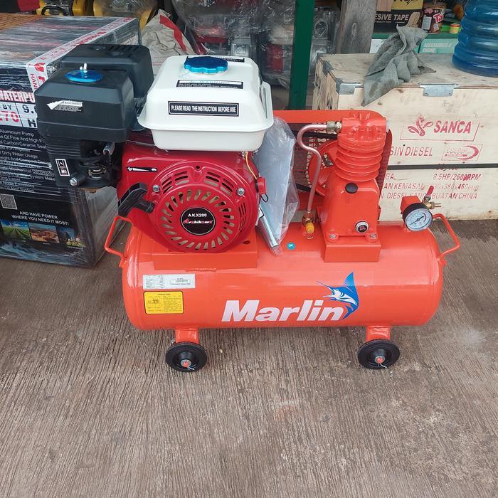 Kompresor Angin 1/4Hp Marlin + Mesin Penggerak Bensin