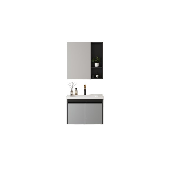 DBS Crystal Bathroom Cabinet 60cm PVC - Set Wastafel Kabinet & Cermin Kamar Mandi