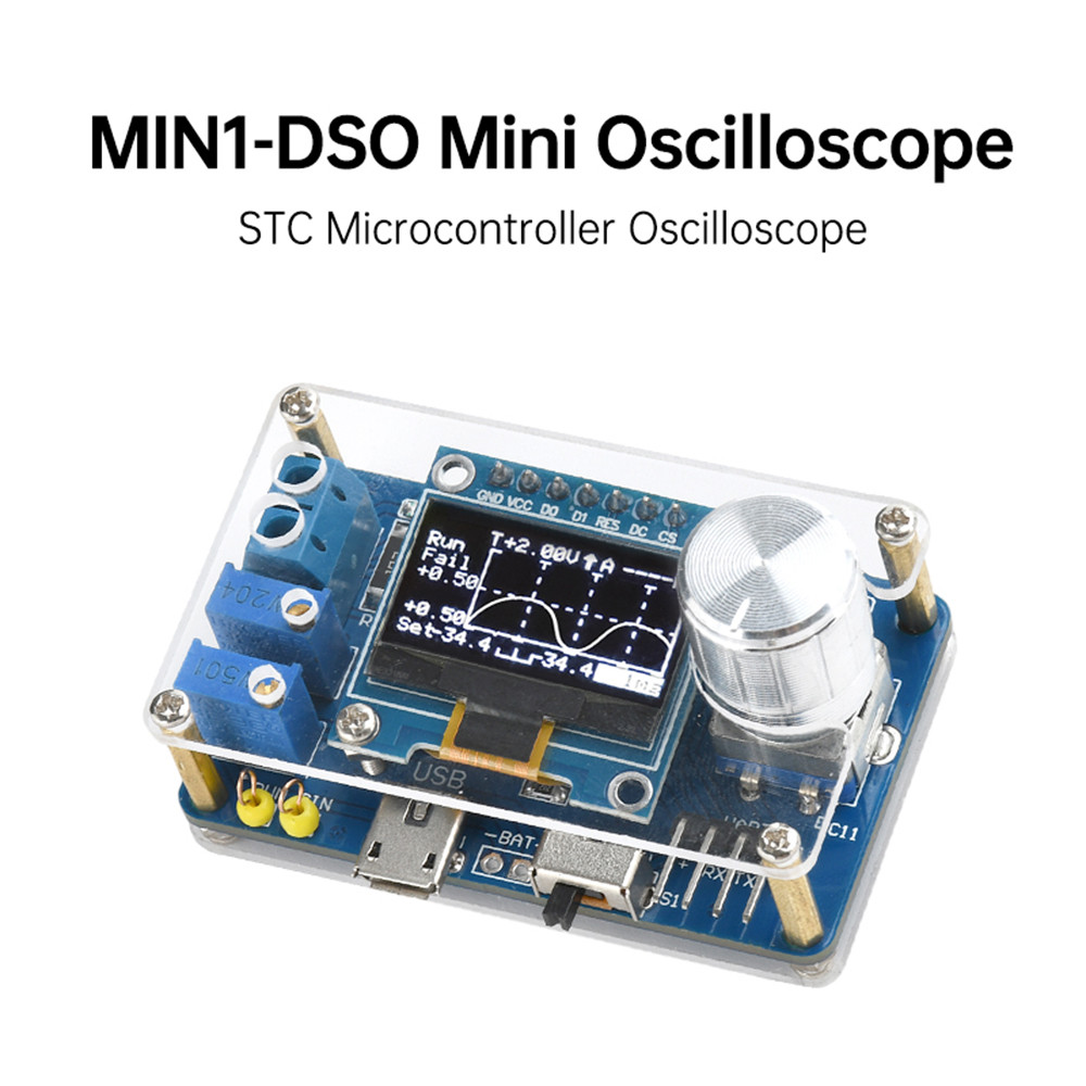 STC Microcontroller MIN-DOS Oscilloscope Kit 0.96" LCD Display Electronic DIY Kits PWM and Pure Sine