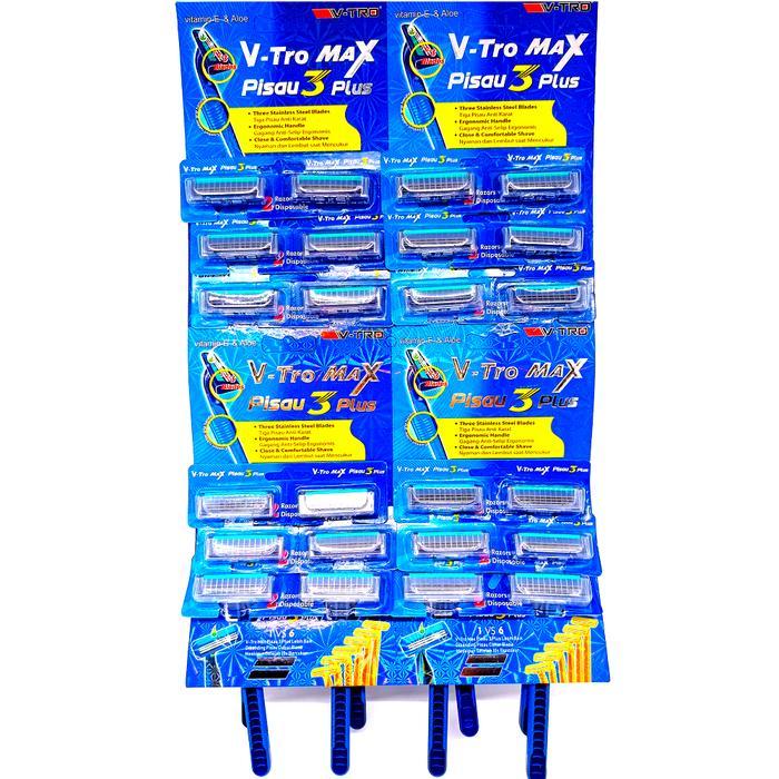 GROSIR SILET CUKURAN JENGGOT MURAH PISAU ALAT CUKUR KUMIS V-TRO MAX RAZOR SHAVER 3 BLADE - 1 PACK