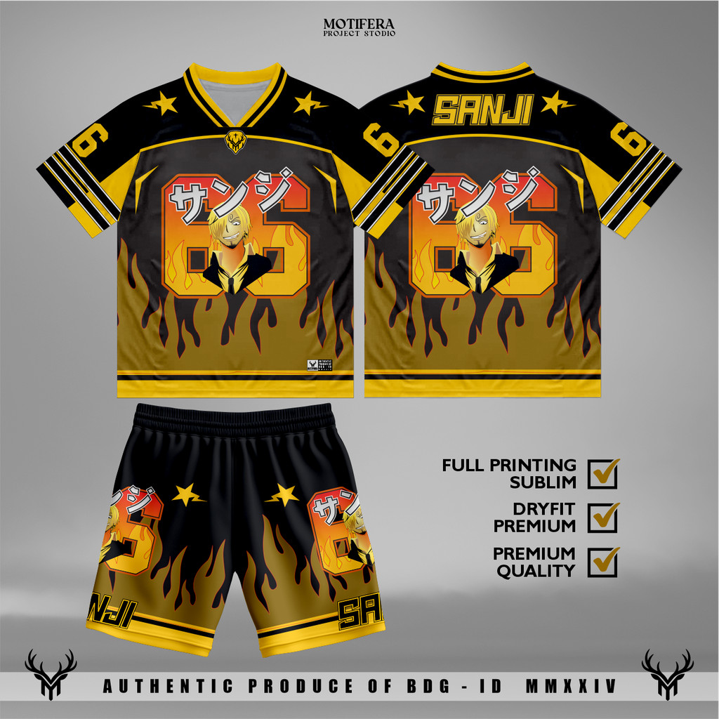 Setelan Baju Celana Jersey Sanji 66 One Piece Series 1 Anime Untuk Anak Hingga Dewasa Pria dan Wanit