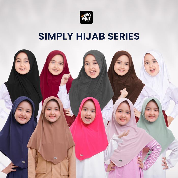AMMARKIDS Hamida Hijab Basic Kerudung Jilbab Anak Sekolah Instan Untuk TK SD SMP Warna Putih Merah